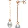 Discount ✔️ 6-7 Millimeter Cultured Freshwater Pearl Dangle Earrings in 14K Rose Gold by Belk & Co. 🔔