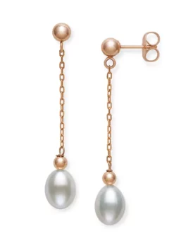 Discount ✔️ 6-7 Millimeter Cultured Freshwater Pearl Dangle Earrings in 14K Rose Gold by Belk & Co. 🔔 -DealsBelk & Co. Store Belk 9655