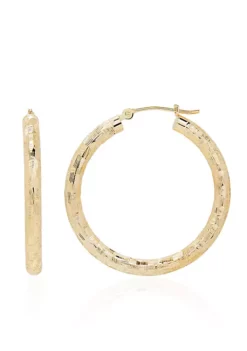 Hot Sale 🎉 Check Hoop Earrings in 14K Yellow Gold by Belk & Co. ⭐ -DealsBelk & Co. Store Belk 9657