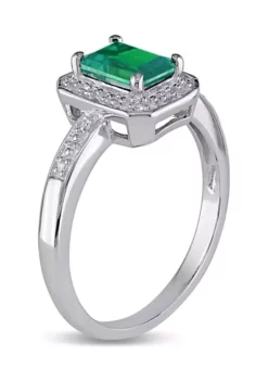 Best deal 😀 7/8 ct. t.w. Created Emerald and Diamond-Accent Halo Ring in Sterling Silver by Belk & Co. 🔥 -DealsBelk & Co. Store Belk 966
