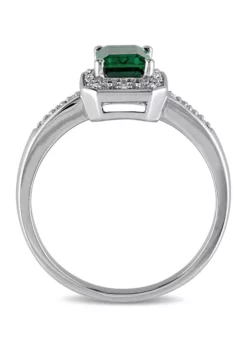 Best deal 😀 7/8 ct. t.w. Created Emerald and Diamond-Accent Halo Ring in Sterling Silver by Belk & Co. 🔥 -DealsBelk & Co. Store Belk 967