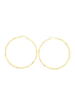 Hot Sale 🔔 2 mm x 70 mm Round Tube Hoop Earrings in Gold Over Sterling Silver by Belk & Co. 💯