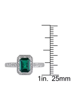Best deal 😀 7/8 ct. t.w. Created Emerald and Diamond-Accent Halo Ring in Sterling Silver by Belk & Co. 🔥 -DealsBelk & Co. Store Belk 968