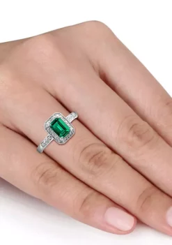 Best deal 😀 7/8 ct. t.w. Created Emerald and Diamond-Accent Halo Ring in Sterling Silver by Belk & Co. 🔥 -DealsBelk & Co. Store Belk 969