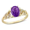 Discount ⌛ Oval Amethyst and Diamond Accent Link Ring in 10k Yellow Gold by Belk & Co. 🥰