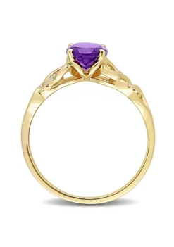 Discount ⌛ Oval Amethyst and Diamond Accent Link Ring in 10k Yellow Gold by Belk & Co. 🥰 -DealsBelk & Co. Store Belk 9693