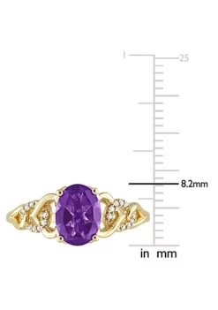 Discount ⌛ Oval Amethyst and Diamond Accent Link Ring in 10k Yellow Gold by Belk & Co. 🥰 -DealsBelk & Co. Store Belk 9694