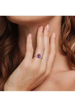 Discount ⌛ Oval Amethyst and Diamond Accent Link Ring in 10k Yellow Gold by Belk & Co. 🥰 -DealsBelk & Co. Store Belk 9695