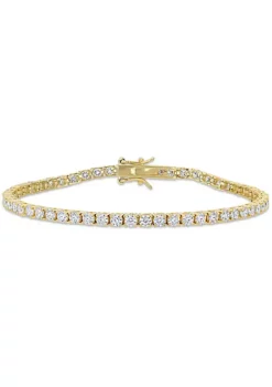 Wholesale 🎉 Lab Created 5.1 CT DEW Created Moissanite Tennis Bracelet in Yellow Gold Plated Sterling Silver by Belk & Co. 🤩