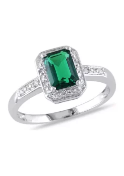 Best deal 😀 7/8 ct. t.w. Created Emerald and Diamond-Accent Halo Ring in Sterling Silver by Belk & Co. 🔥 -DealsBelk & Co. Store Belk 970