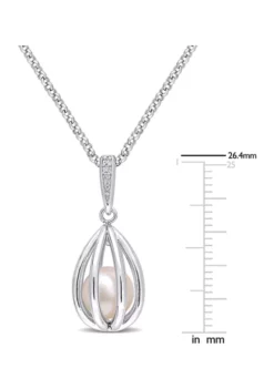 Top 10 😍 8-8.5mm Freshwater Cultured Pearl and Diamond Accent Pearl Necklace with Chain in Sterling Silver by Belk & Co. 😍 -DealsBelk & Co. Store Belk 9705