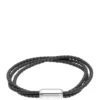 Promo ✨ Black Leather Bracelet with Stainless Steel Magnetic Clasp by Belk & Co. 🤩