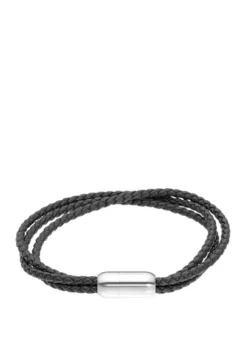 Promo ✨ Black Leather Bracelet with Stainless Steel Magnetic Clasp by Belk & Co. 🤩 -DealsBelk & Co. Store Belk 9720
