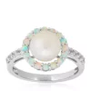 Budget 🥰 Freshwater Pearl and Created Opal with Sapphire Halo Ring in Sterling Silver by Belk & Co. 🥰