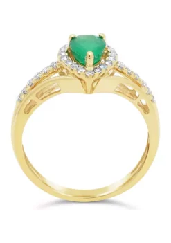 Cheapest 🌟 3/4 ct. t.w. Emerald and 1/5 ct. t.w. Diamond Ring in 10K Yellow Gold by Belk & Co. 🤩 -DealsBelk & Co. Store Belk 9740