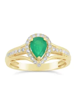 Cheapest 🌟 3/4 ct. t.w. Emerald and 1/5 ct. t.w. Diamond Ring in 10K Yellow Gold by Belk & Co. 🤩 -DealsBelk & Co. Store Belk 9741