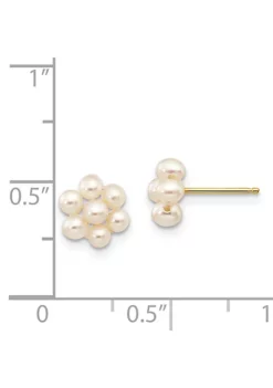 Coupon 😉 14K Yellow Gold 2-3mm White Egg Freshwater Cultured Pearl Flower Earrings by Belk & Co. 💯 -DealsBelk & Co. Store Belk 9775