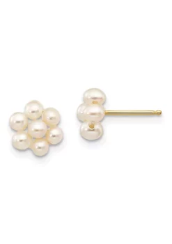 Coupon 😉 14K Yellow Gold 2-3mm White Egg Freshwater Cultured Pearl Flower Earrings by Belk & Co. 💯 -DealsBelk & Co. Store Belk 9776