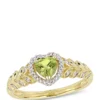 Discount 🎉 1/2 ct. t.w. Peridot and 0.06 ct. t.w. Diamond Halo Heart Ring in 10k Yellow Gold by Belk & Co. 🥰