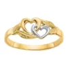 New 👍 14K Yellow Gold and White Rhodium Polished 2 Hearts Ring by Belk & Co. 🛒