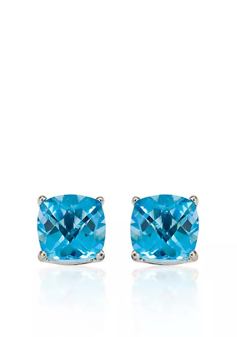 Budget 🛒 14k White Gold 6mm Blue Topaz Stud Earrings by Belk & Co. 🔥 3 Budget 🛒 14k White Gold 6mm Blue Topaz Stud Earrings by Belk & Co. 🔥 - Image 3