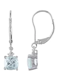Outlet 😍 1.75 ct. t.w. Aquamarine and 1/10 ct. t.w. Diamond Accent Drop Earrings in 10K White Gold by Belk & Co. ❤️ -DealsBelk & Co. Store Belk 9790