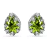 Best Sale 🥰 1-1/3 ct. 7x5MM Pear Peridot and White Topaz Crown Stud Earrings, Sterling Silver by Belk & Co. 🔥