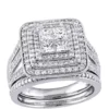 Hot Sale 👏 2 Piece 1.5 ct. t.w. Diamond Princess Cut Double Halo Bridal Ring Set in 14k White Gold by Belk & Co. ✨
