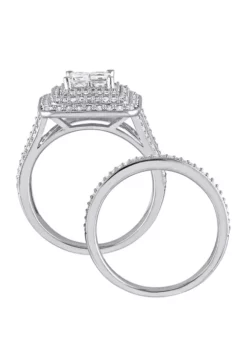 Hot Sale 👏 2 Piece 1.5 ct. t.w. Diamond Princess Cut Double Halo Bridal Ring Set in 14k White Gold by Belk & Co. ✨ -DealsBelk & Co. Store Belk 9851
