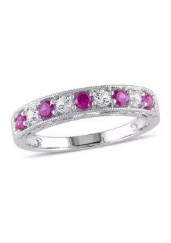 Top 10 ❤️ Created Ruby and Created White Sapphire Anniversary Band in Sterling Silver by Belk & Co. 🧨