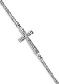 Flash Sale ⭐ 1/10 ct. t.w. Black and White Diamond Reversible Cross 2 Strand Bracelet in Rhodium Plated Sterling Silver by Belk & Co. 😀