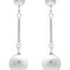 Outlet 😀 7 Millimeter Freshwater Pearl Drop Earrings in Sterling Silver by Belk & Co. 🔥