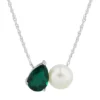 Best deal 🎉 Lab Created Emerald and Pearl Necklace in Sterling Silver by Belk & Co. 🎁