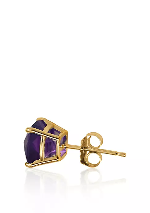 Deals ✔️ 14k Yellow Gold 6mm Amethyst Stud Earrings by Belk & Co. 👍 2 Deals ✔️ 14k Yellow Gold 6mm Amethyst Stud Earrings by Belk & Co. 👍 - Image 2