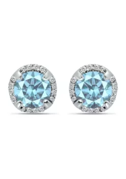Cheap ✨ 1-7/8 ct. 6MM Round Blue and White Topaz Hidden Halo Stud Earrings, Sterling Silver by Belk & Co. 🧨
