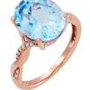 Coupon 🔔 5.8 ct. t.w. Sky Blue Topaz and 1/10 ct. t.w. Diamond Ring in 10K Rose Gold by Belk & Co. ⌛