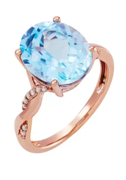 Coupon 🔔 5.8 ct. t.w. Sky Blue Topaz and 1/10 ct. t.w. Diamond Ring in 10K Rose Gold by Belk & Co. ⌛ -DealsBelk & Co. Store Belk 9909
