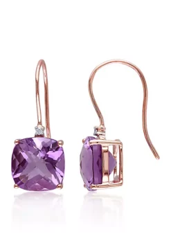 New โค๏ธ 10k Rose Gold Amethyst and Diamond Earrings by Belk & Co. ๐