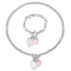 Best Sale 🎉 2 Piece Set of Heart Charm Bracelet and Necklace in Two-Tone Rose and White Sterling Silver by Belk & Co. 👍