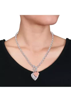 Best Sale 🎉 2 Piece Set of Heart Charm Bracelet and Necklace in Two-Tone Rose and White Sterling Silver by Belk & Co. 👍 -DealsBelk & Co. Store Belk 9944