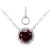 Deals 🎁 1-1/2 ct. 7MM Round Garnet and White Topaz Hidden Halo Necklace on 16 inch Chain with Extender, Sterling Silver by Belk & Co. 🎁