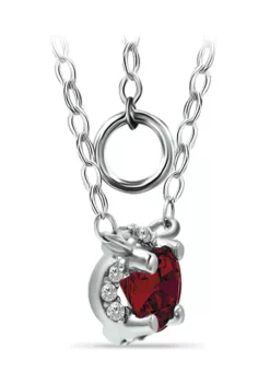 Deals 🎁 1-1/2 ct. 7MM Round Garnet and White Topaz Hidden Halo Necklace on 16 inch Chain with Extender, Sterling Silver by Belk & Co. 🎁 -DealsBelk & Co. Store Belk 9949