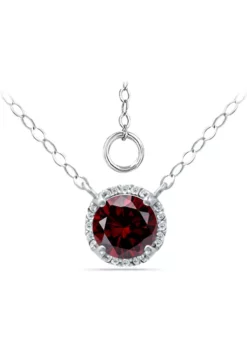 Deals 🎁 1-1/2 ct. 7MM Round Garnet and White Topaz Hidden Halo Necklace on 16 inch Chain with Extender, Sterling Silver by Belk & Co. 🎁 -DealsBelk & Co. Store Belk 9951