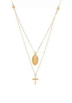 Brand new 😍 Layered with Medal and Cross Necklace in 10K Yellow Gold by Belk & Co. ❤️ -DealsBelk & Co. Store Belk 9966