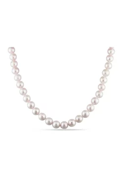 Promo ⌛ 8-8.5 Millimeter Japanese Akoya Cultured Pearl Necklace with 14k Gold Fisheye Clasp by Belk & Co. ❤️