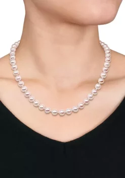 Promo ⌛ 8-8.5 Millimeter Japanese Akoya Cultured Pearl Necklace with 14k Gold Fisheye Clasp by Belk & Co. ❤️ -DealsBelk & Co. Store Belk 9994